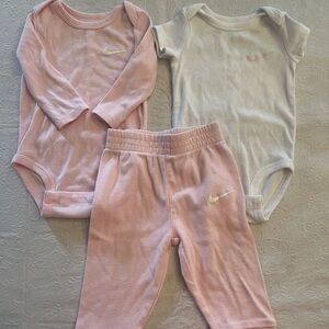 Nike Baby Pink and White Onesie Set